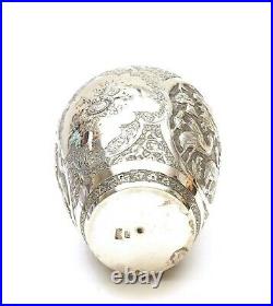 Old Persian Solid Silver Repousse Flower & Bird Vase Marked 145 Gram