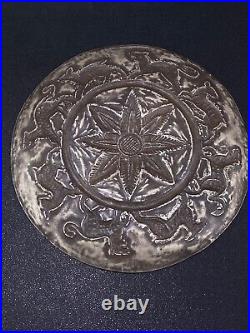 Old Rare Ottoman Greek or Armenian Repoussed Silver Bowl with Tiger & Depicting