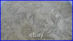 Old Silver Handmade Floral Engravings Islamic Tray Plate
