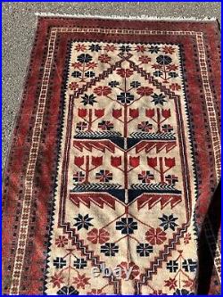 Old Vintage Hand Knotted Wool Oriental Area Rug Carpet Middle Eastern 41 X 65