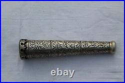Old antique mughal ottoman islamic silver inlaid chillnum hukkah smoking pipe