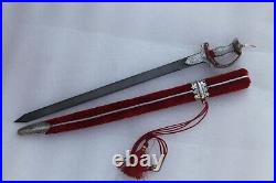 Old vintage Mughal Rajput firangi child khanda sword double edge steel blade