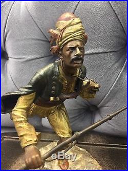 Orientalist Franz Bergman Austrian Vienna Bronze Ottoman Arab Warrior