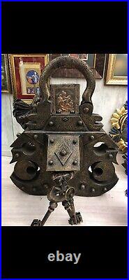 Orientalist Huge Ottoman Style Brass Harem Lock Padlock