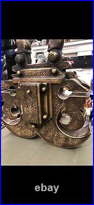 Orientalist Ottoman Style Brass Silver Inlaid Harem Lock Padlock