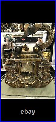 Orientalist Ottoman Style Brass Silver Inlaid Harem Lock Padlock
