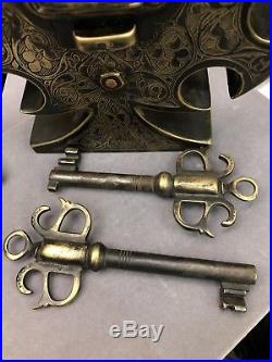 Orientalist Ottoman Style Islamic Huge Harem Lock Padlock With Two Keys