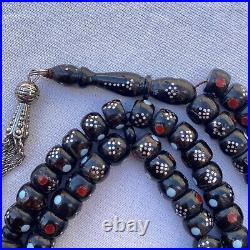 Original yemeni 99 Prayer Beads Yemen Natural Black Coral Yusr worry beads