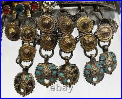 Ottoman Provinces Antique Silver Gilt Enamel & Carnelain Necklace 19th Century