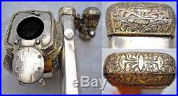 Ottoman Silver Pencase Inkwell Turkish Divit Middle Eastern Islamic Qalamdan Box