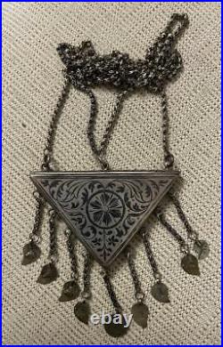 Ottoman Turkey Antique Silver Enamel Amulet. 1900s
