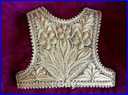 Ottoman Turkish Velvet Silver Metallic Embroidered Wedding Waistcoat Vest