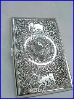 Outstanding Antique Far Eastern Silver Repousse Decorated Cigarette Case