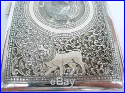 Outstanding Antique Far Eastern Silver Repousse Decorated Cigarette Case