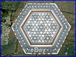 Outstanding Antique Hexagonal Syrian Wooden Inlaid Table