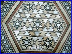Outstanding Antique Hexagonal Syrian Wooden Inlaid Table