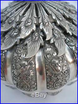 Outstanding Antique Middle Eastern or Ottoman Silver Pumpkin Form Tea Caddy