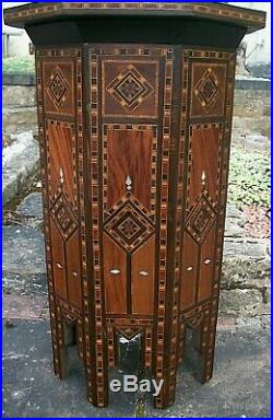 Outstanding Antique Octagonal Islamic Wooden Inlaid Side Table