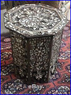 Outstanding Antique Syrian Wooden Inlaid Side Table