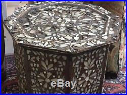 Outstanding Antique Syrian Wooden Inlaid Side Table