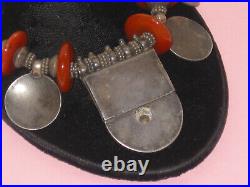 Outstanding Antique Vintage Middle Eastern Beaded Silver & Carnelians Necklace