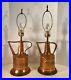 PAIR Antique Middle Eastern Hammered Copper Watering Can Table Lamps