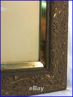 Pair Antique Late 19th C Ornate Floral Frames Middle East Prints 16 X 20 Opening