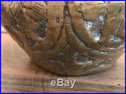 Pair Antique Persian Middle Eastern Islamic Engraved Brass Bowls 19th Century