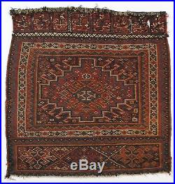 Pair Semi-Antique Hand Woven Persian Wool Bag-Face Rug, NR