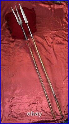 Pair of Antique 19th C Persian Qajar Spears Sufi Lances / Palace Guard Spears