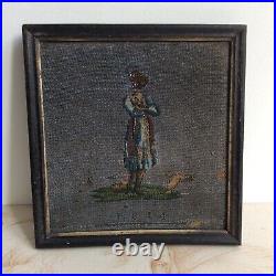 Pearl Embroidery Painting Dated 1844 19th Century Ottoman Turkish Soldier