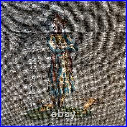 Pearl Embroidery Painting Dated 1844 19th Century Ottoman Turkish Soldier