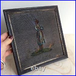 Pearl Embroidery Painting Dated 1844 19th Century Ottoman Turkish Soldier