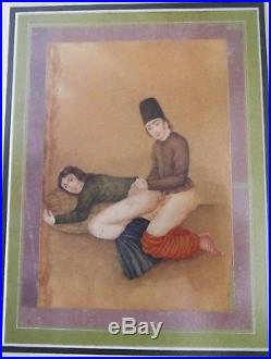 Persia, Qajar Dynasty, Painting Depiciting A Couple In An Erotic Scenes
