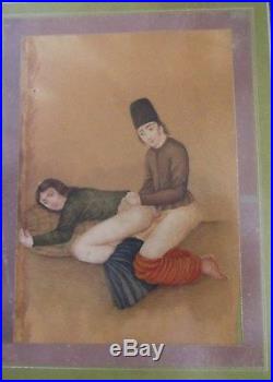 Persia, Qajar Dynasty, Painting Depiciting A Couple In An Erotic Scenes