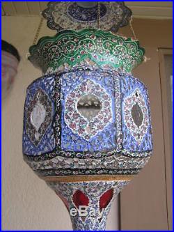 Persian Enamel Mina Kari Large Hanging Pendant Lantern Ornament 22