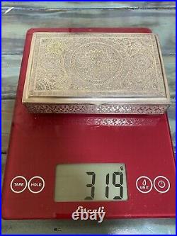 Persian Hand Chiseled Silver Table Cigarette Box 319 Grams Beautiful