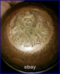 Persian Islamic Mamluk Hand Hammered Brass Bowls Set of 8 RARE ANTIQUE