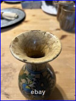 Persian Middle Eastern Qajar Pottery Iznik Vase Handpainted Floral Antique