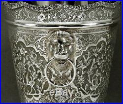 Persian Silver Wine Cooler c1925 VARTAN LION HANDLES