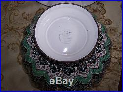 Persian rare setenamel bowl and plate Mina Isfahan Zandi absolutely beautiful