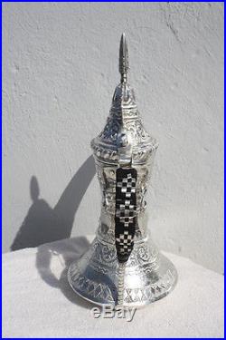 Pure Silver NIZWA unique very rare Antique Coffee Pot Signature Bedouin Dallah