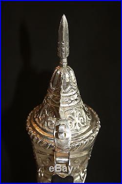Pure Silver NIZWA unique very rare Antique Coffee Pot Signature Bedouin Dallah