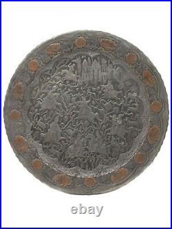 Qajar dynasty Persian Polo Scene Circa 1790 Iron Gilt Charger Plate