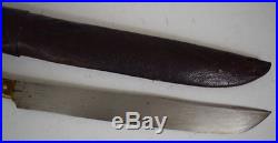 RARE ANTIQUE 19TH, C. TURKISH or SERBIAN DAGGER KNIFE with LEATHER scabbard