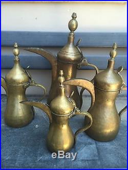 Rare Antique Islamic Arabic Coffee Pot Set Of 4 Hugh Dallah Middle Eastern Saud