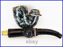 RARE Antique Ottoman / Middle Eastern / Arabic Jade Tobacco Smoking Pipe w Box