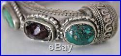 RARE Early Arab Bedouin Yemenite Middle Eastern Persian Silver Turquoise Bangle