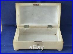 RARE Large Antique Engraved Alabaster Table Box / Casket Grand Tour