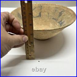 RARE Large Middle Eastern Islamic Clay Pottery Bowl With Kufic Or Arabic Script